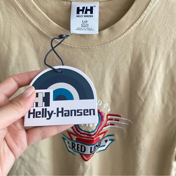 NWT HELLY HANSEN Yellow Heritage Red Lime Unisex T-shirt - Picture 3 of 9